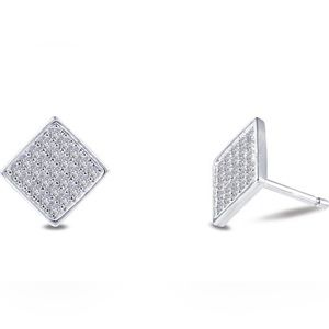 Lafonn Simulated Diamond Square Disc Stud Earrings NIB